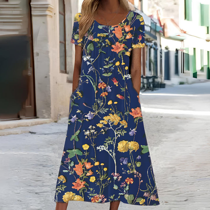 Ndatipo - Rochie Vaporoasă cu Imprimeu Floral Delicat