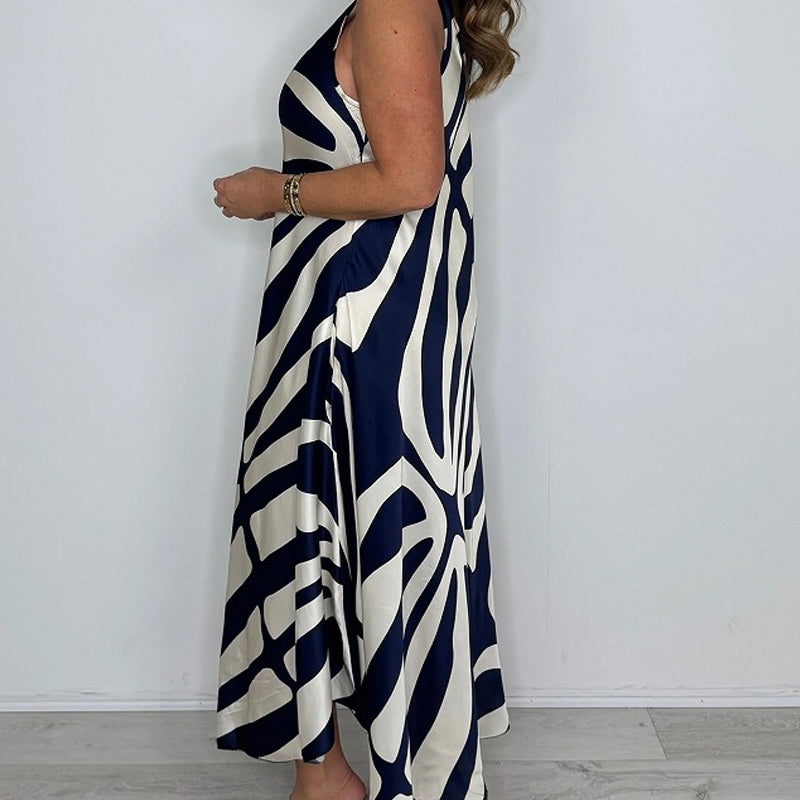 Rodica - Rochie Maxi Elegantă Fără Mâneci Cu Decolteu în V