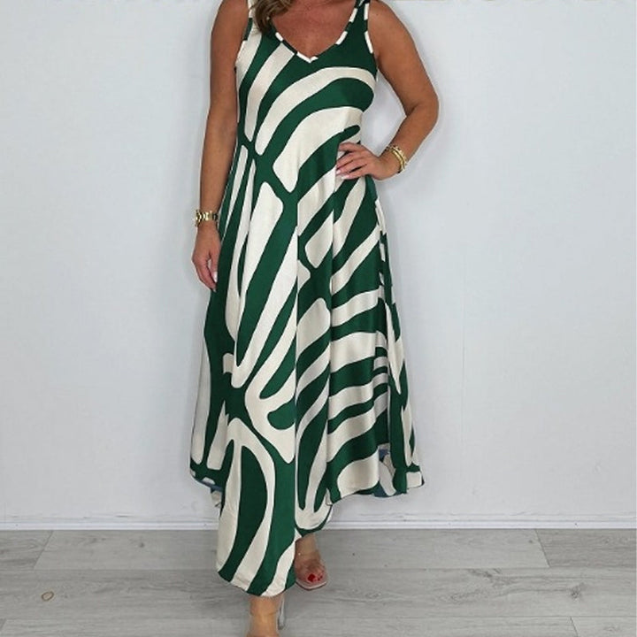 Rodica - Rochie Maxi Elegantă Fără Mâneci Cu Decolteu în V