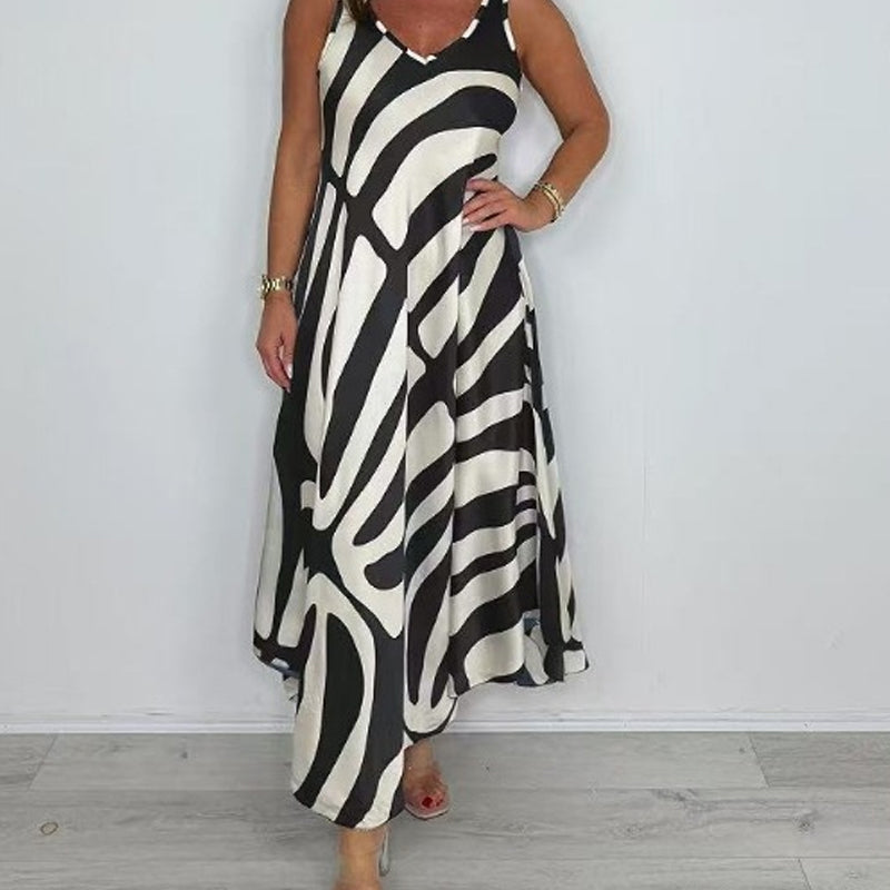 Rodica - Rochie Maxi Elegantă Fără Mâneci Cu Decolteu în V