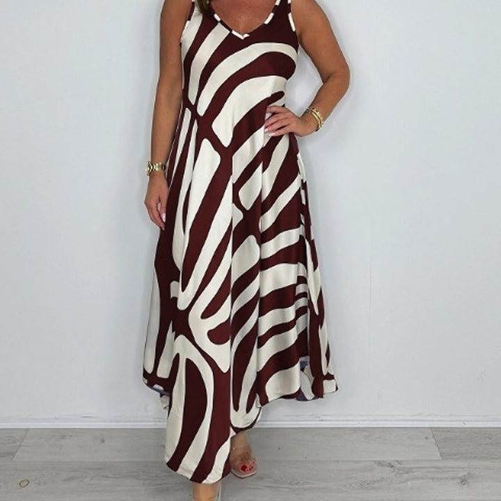 Rodica - Rochie Maxi Elegantă Fără Mâneci Cu Decolteu în V