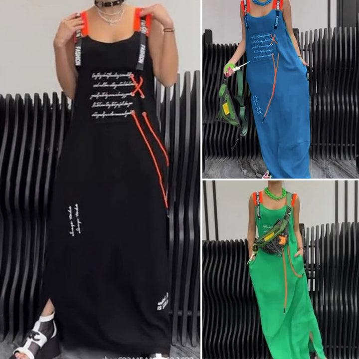 Wafia - Rochie Casual Fără Mâneci, Cu Imprimeu