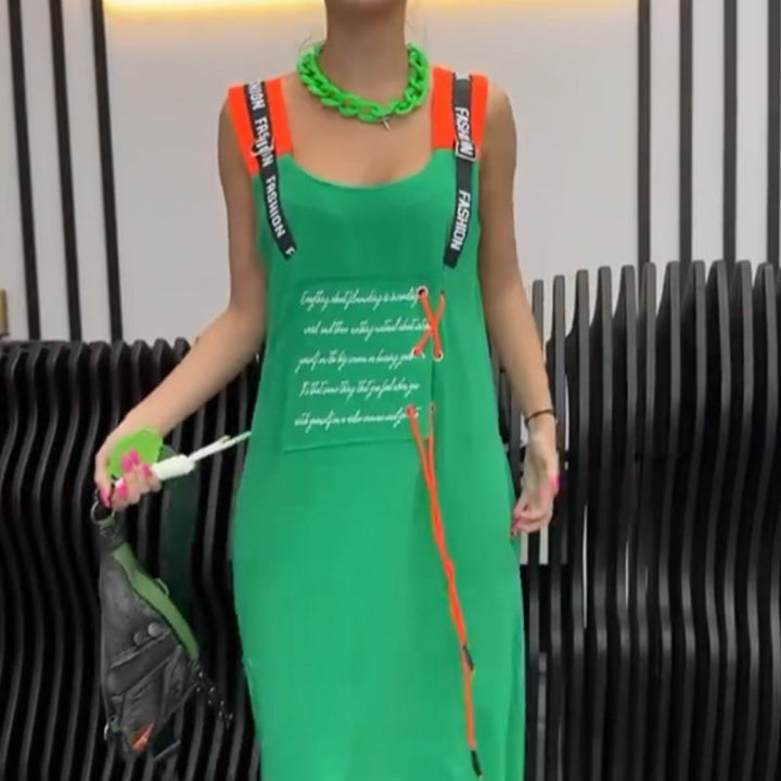 Wafia - Rochie Casual Fără Mâneci, Cu Imprimeu