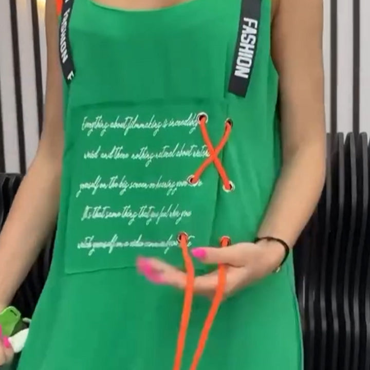 Wafia - Rochie Casual Fără Mâneci, Cu Imprimeu