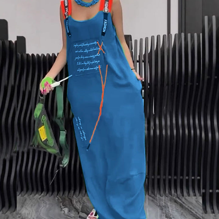 Wafia - Rochie Casual Fără Mâneci, Cu Imprimeu