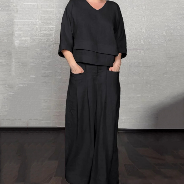 Louna - Costum Elegant Din Bumbac și In Format Din Două Piese