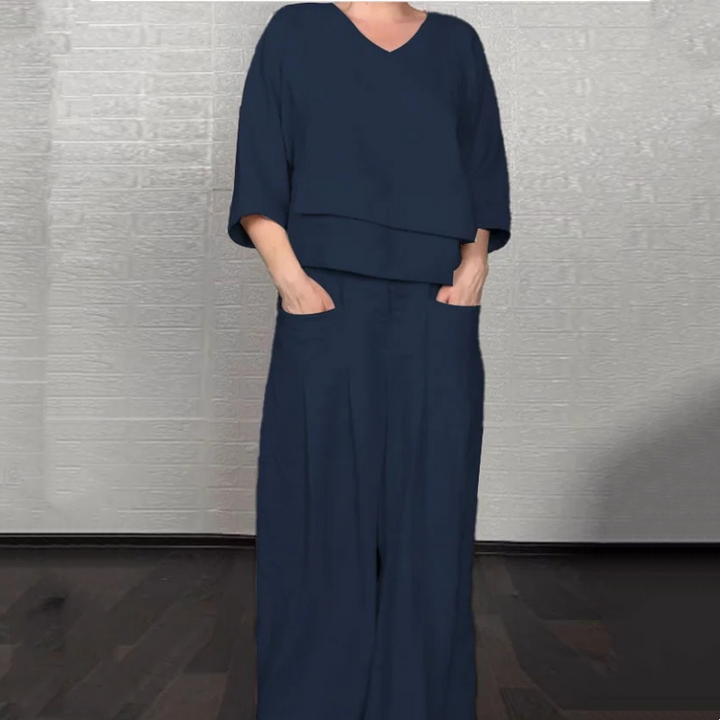 Louna - Costum Elegant Din Bumbac și In Format Din Două Piese