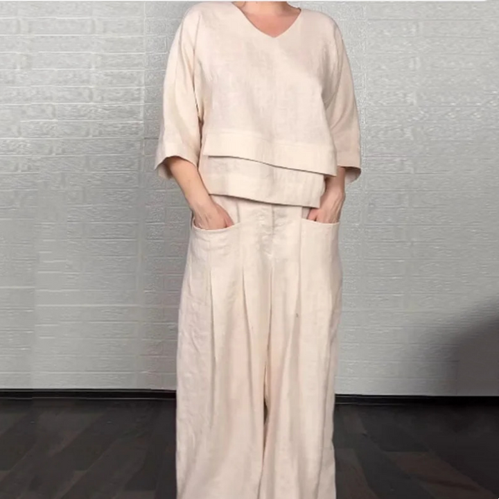 Louna - Costum Elegant Din Bumbac și In Format Din Două Piese