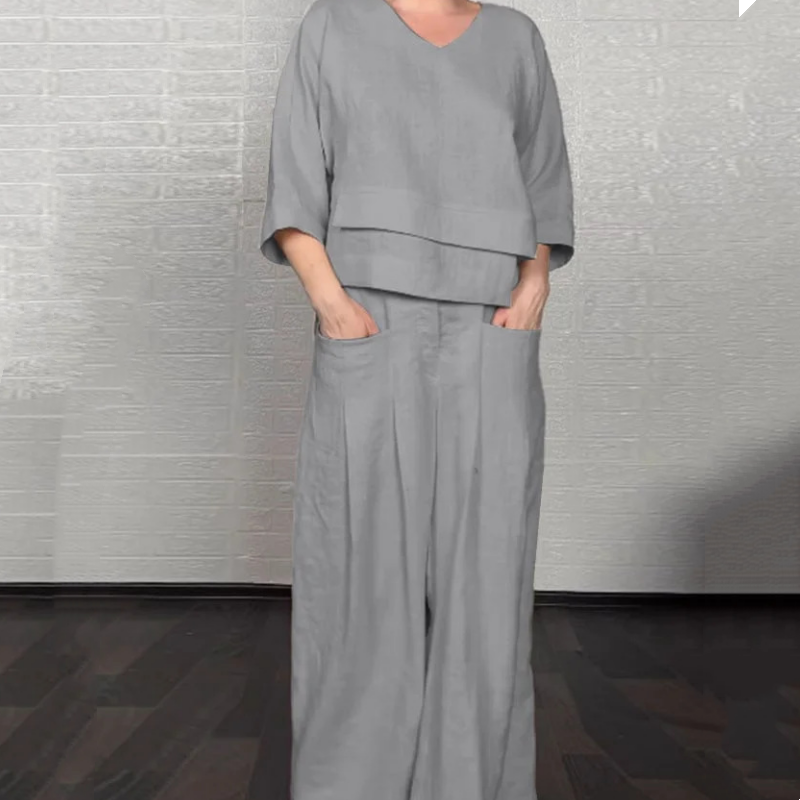 Louna - Costum Elegant Din Bumbac și In Format Din Două Piese