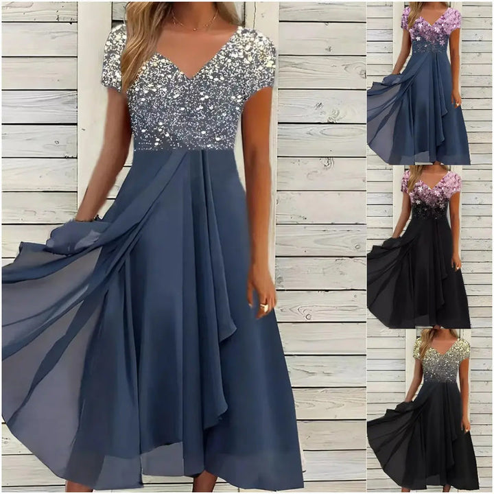 Doina - Rochie Elegantă Cu Decolteu în V și Imprimeu