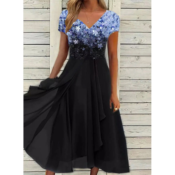 Doina - Rochie Elegantă Cu Decolteu în V și Imprimeu