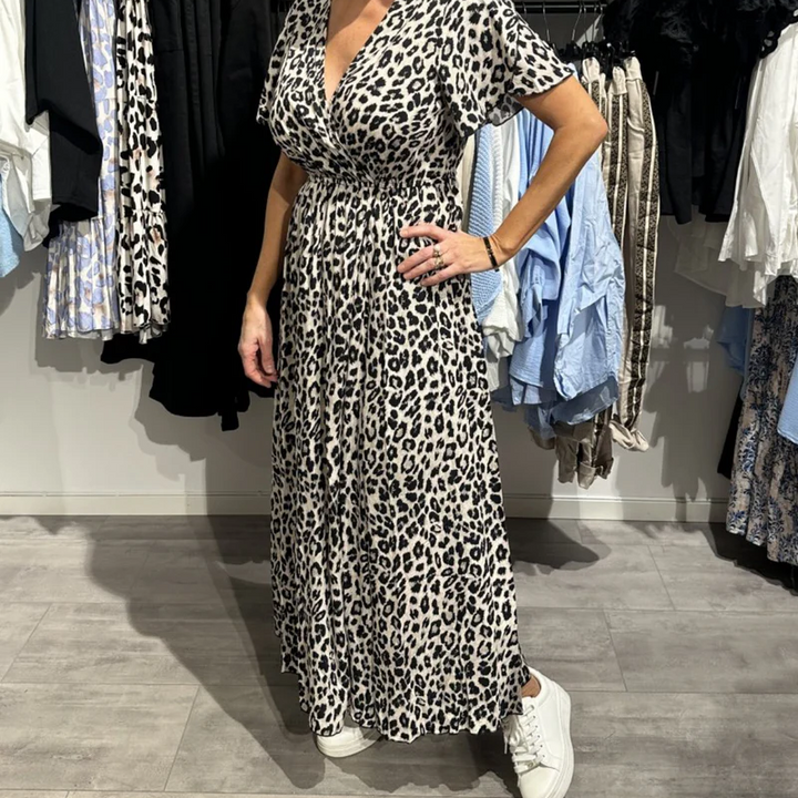 Sirina - Rochie Lungă Cu Imprimeu Leopard