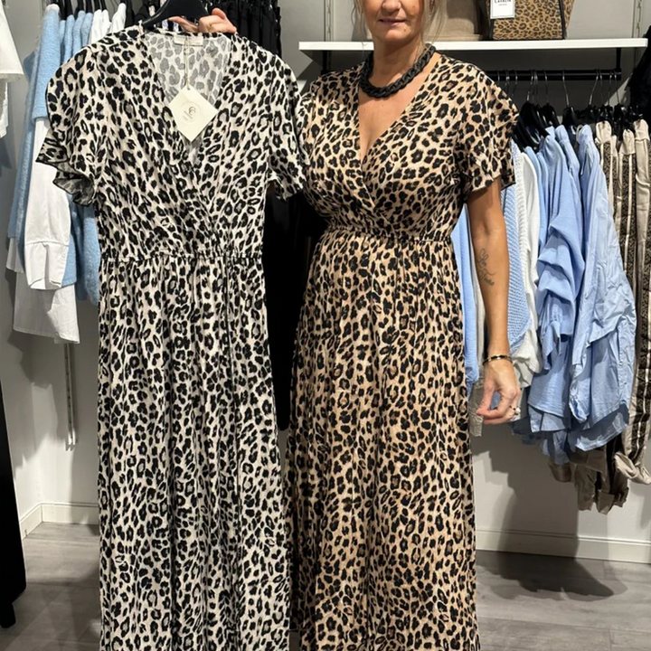 Sirina - Rochie Lungă Cu Imprimeu Leopard