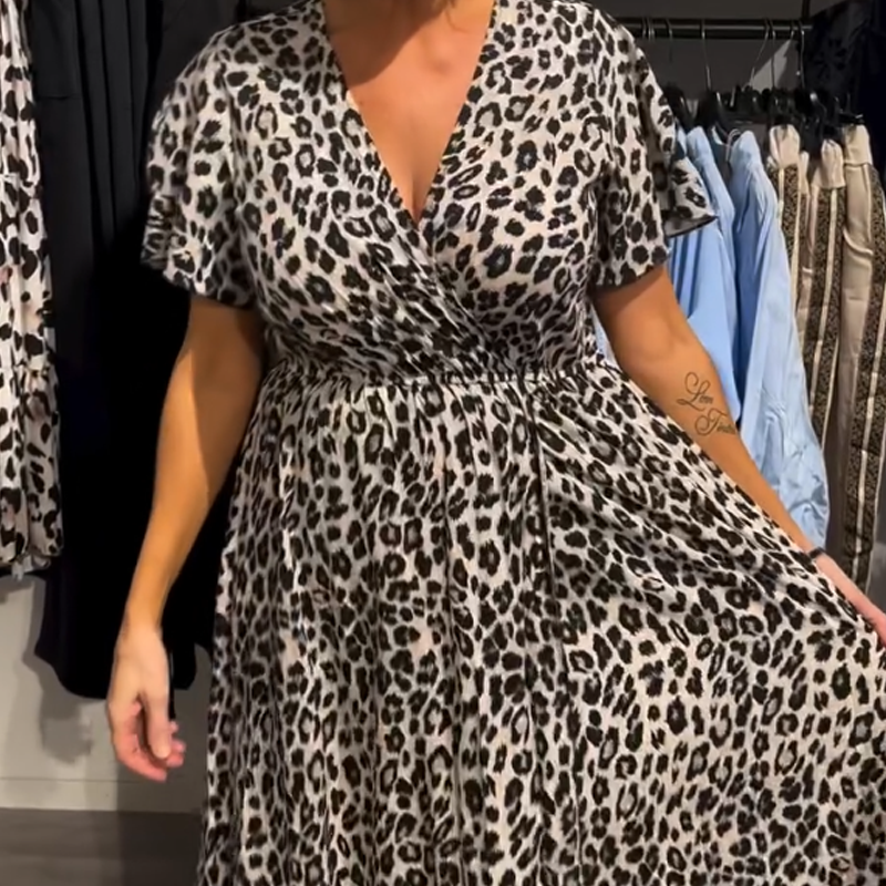 Sirina - Rochie Lungă Cu Imprimeu Leopard