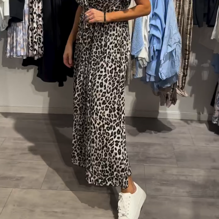 Sirina - Rochie Lungă Cu Imprimeu Leopard