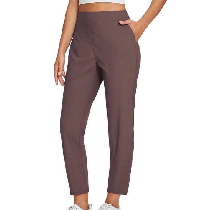 Zaryn - Pantaloni Elastici Cu Talie Înaltă Și Buzunare