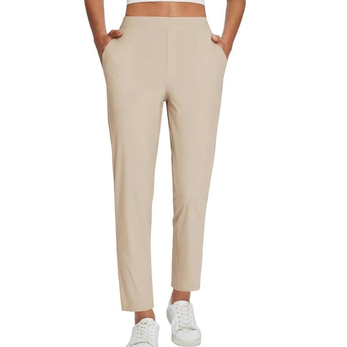 Zaryn - Pantaloni Elastici Cu Talie Înaltă Și Buzunare