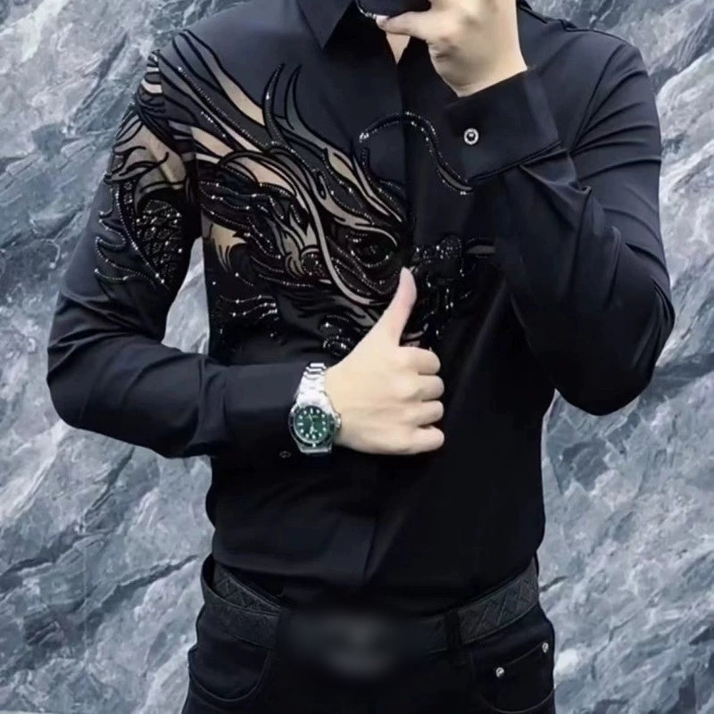 Zeljko - Cămașă elegantă Slim Fit cu Imprimeu