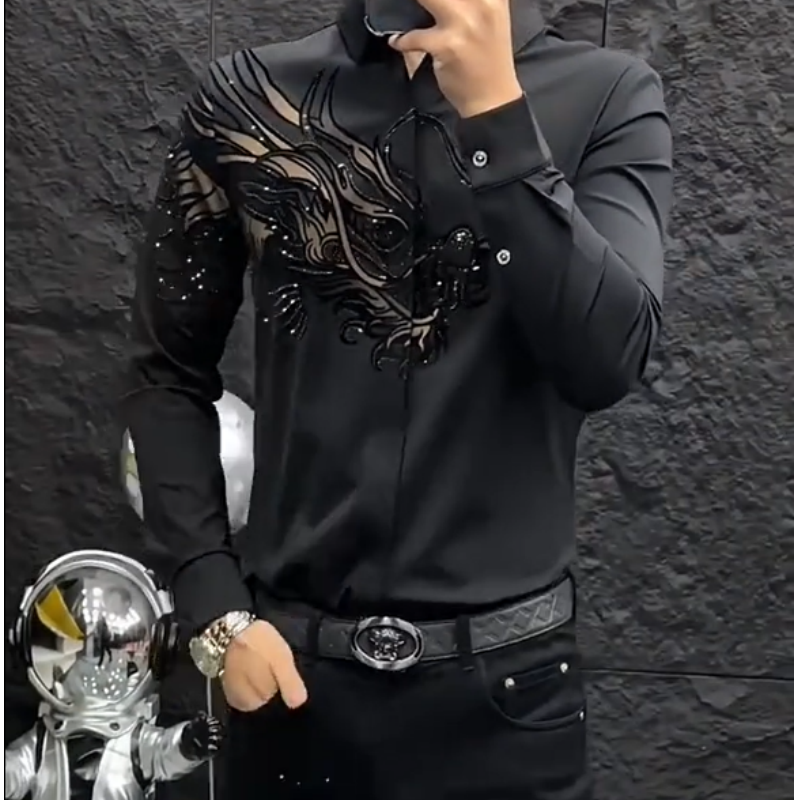 Zeljko - Cămașă elegantă Slim Fit cu Imprimeu