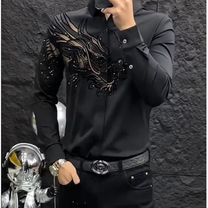 Zeljko - Cămașă elegantă Slim Fit cu Imprimeu