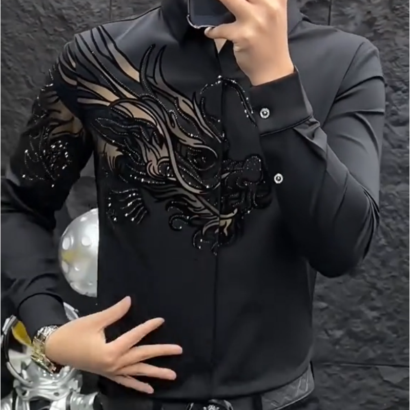 Zeljko - Cămașă elegantă Slim Fit cu Imprimeu