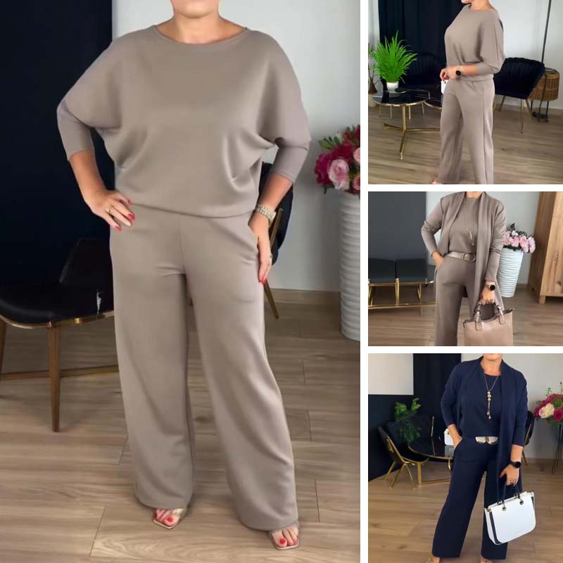 Mouna - Set Elegant Din 3 Piese Cu Cardiganul Lung