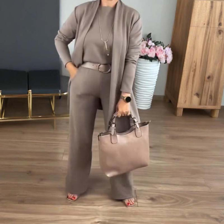 Mouna - Set Elegant Din 3 Piese Cu Cardiganul Lung