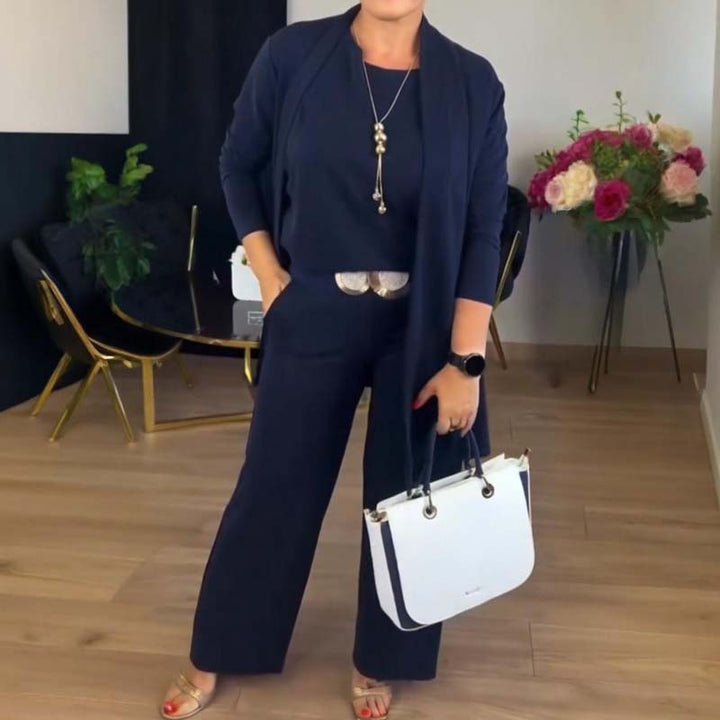 Mouna - Set Elegant Din 3 Piese Cu Cardiganul Lung
