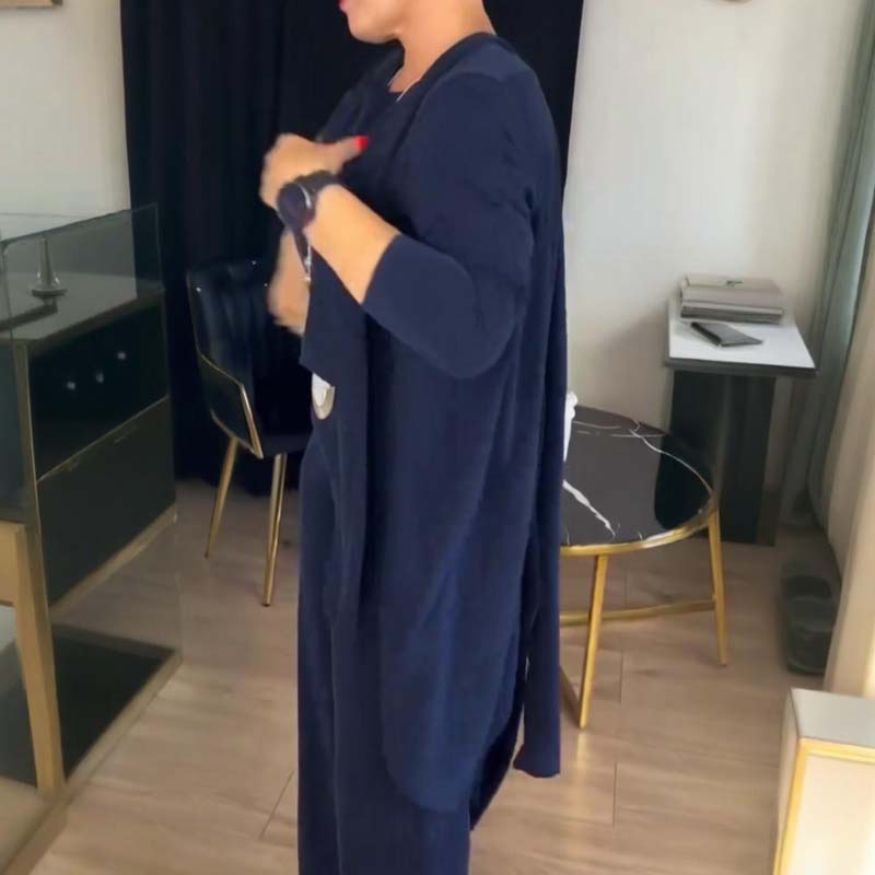 Mouna - Set Elegant Din 3 Piese Cu Cardiganul Lung