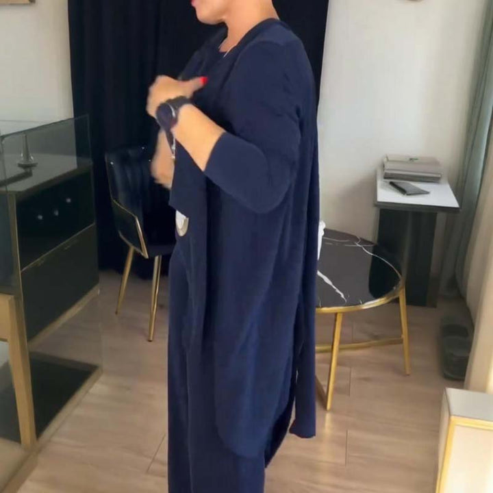 Mouna - Set Elegant Din 3 Piese Cu Cardiganul Lung