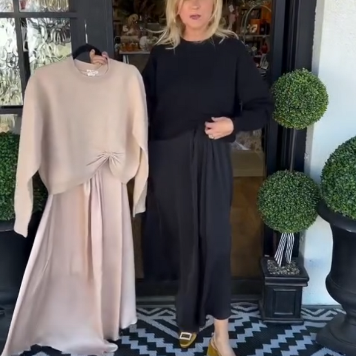 Lilee - Top Cu Nod Răsucit și Rochie Maxi