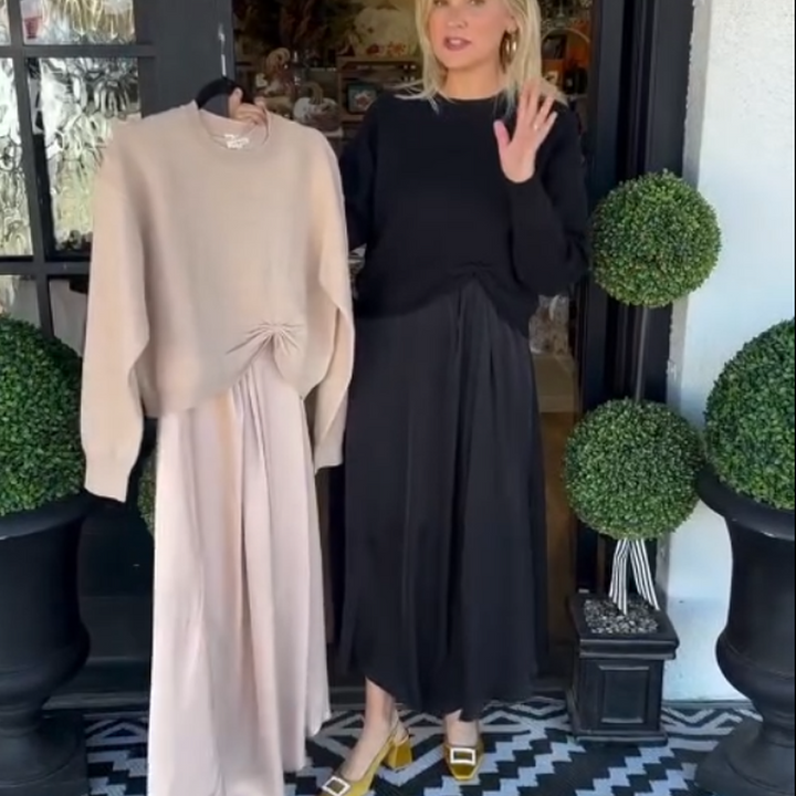 Lilee - Top Cu Nod Răsucit și Rochie Maxi