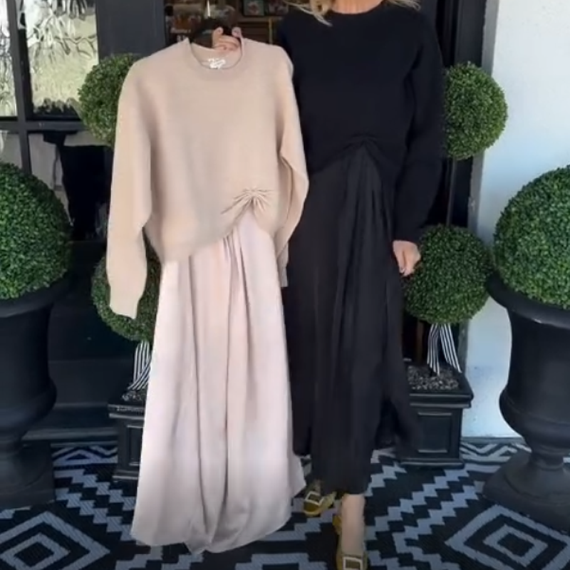 Lilee - Top Cu Nod Răsucit și Rochie Maxi