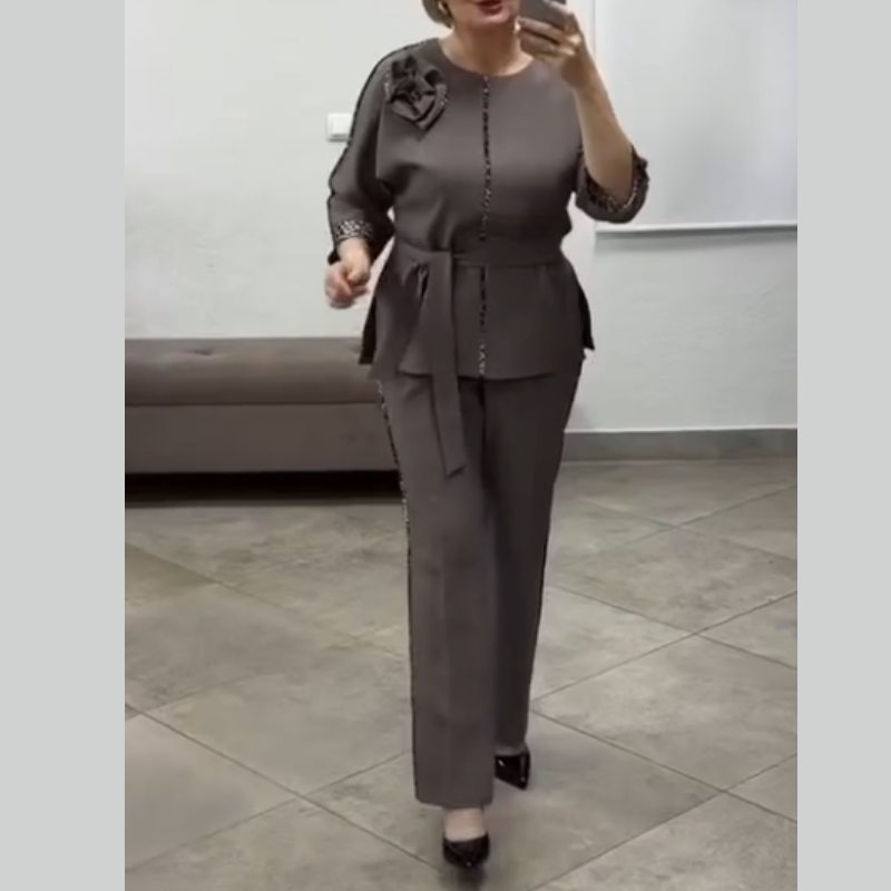 Ivanka - Set Elegant Din Două Piese Cu Imprimeu Leopard