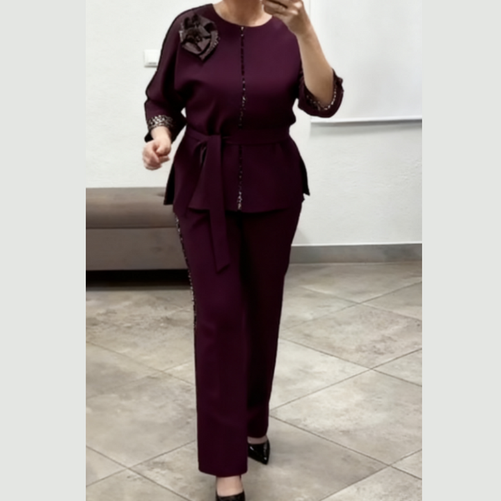 Ivanka - Set Elegant Din Două Piese Cu Imprimeu Leopard