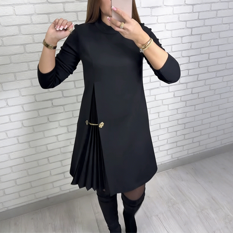 Noctura - Rochie cu Mâneci Lungi și Pliuri