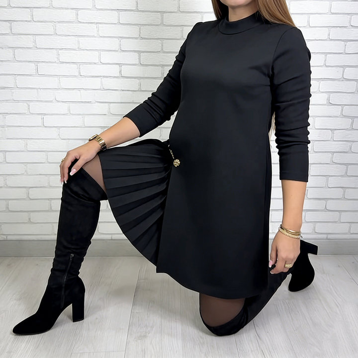 Noctura - Rochie cu Mâneci Lungi și Pliuri