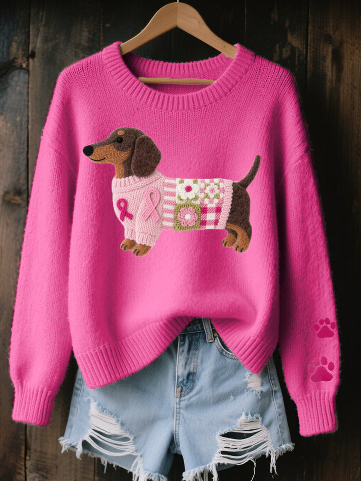 Naoni - Pulover Tricotat Din Pâslă De Lână Cu Model Dachshund