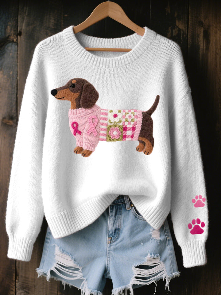 Naoni - Pulover Tricotat Din Pâslă De Lână Cu Model Dachshund