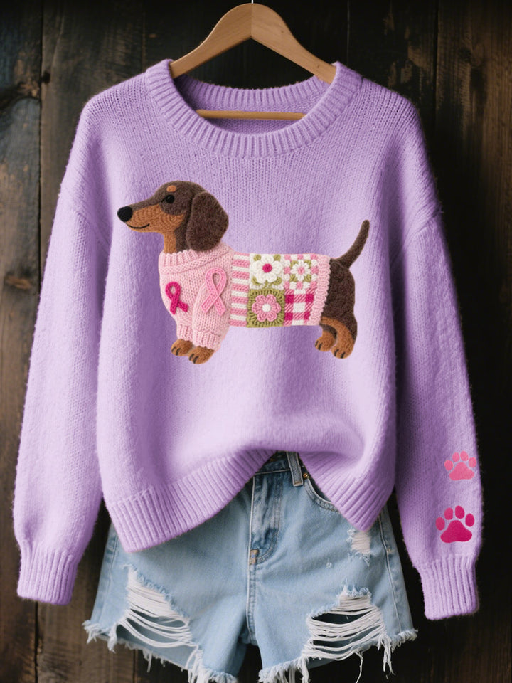 Naoni - Pulover Tricotat Din Pâslă De Lână Cu Model Dachshund