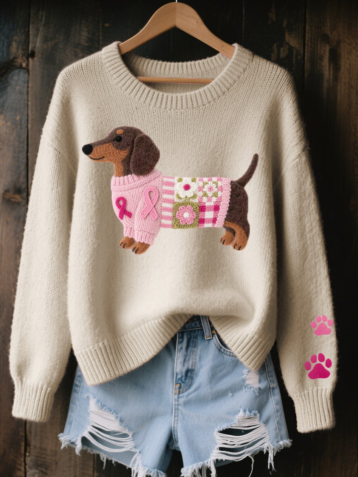 Naoni - Pulover Tricotat Din Pâslă De Lână Cu Model Dachshund