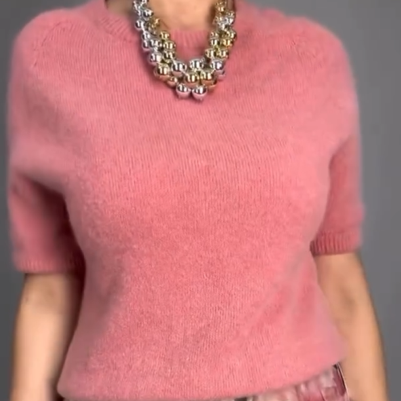 Nirosha - Bluză Elegantă Din Tricot cu Imprimeu Floral și Fustă Midi