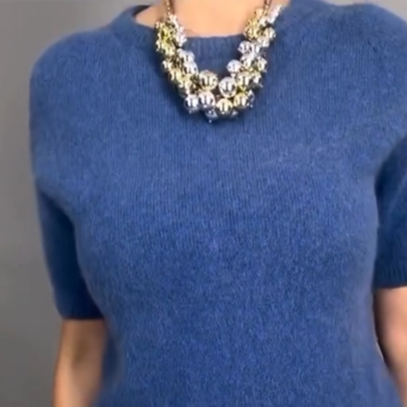 Nirosha - Bluză Elegantă Din Tricot cu Imprimeu Floral și Fustă Midi