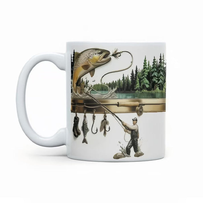 TackleMug - Cană de Cafea cu Motiv Pescăresc