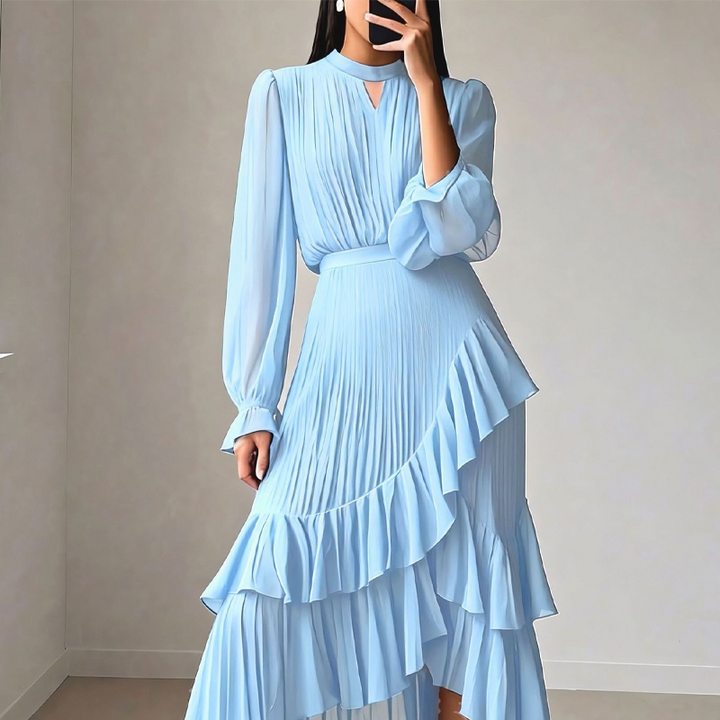 Daryna - Rochie Midi Plisată Cu Decolteu în Formă De Cheie