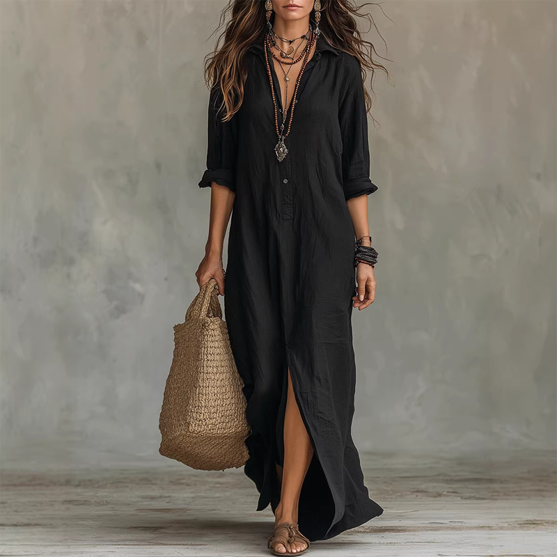 Nilza – Rochie Maxi Lejeră, Cu Fante în Față