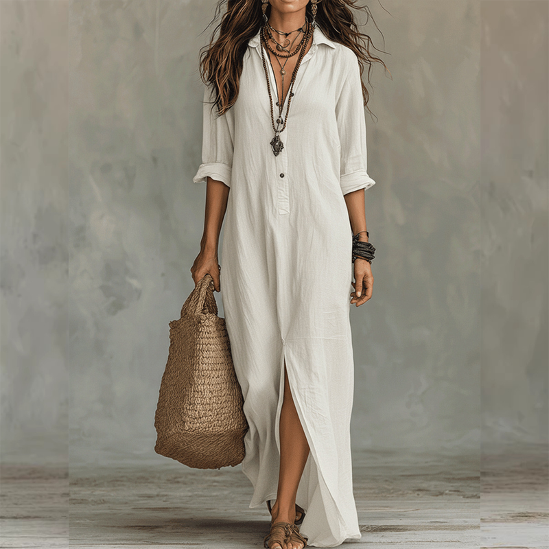 Nilza – Rochie Maxi Lejeră, Cu Fante în Față