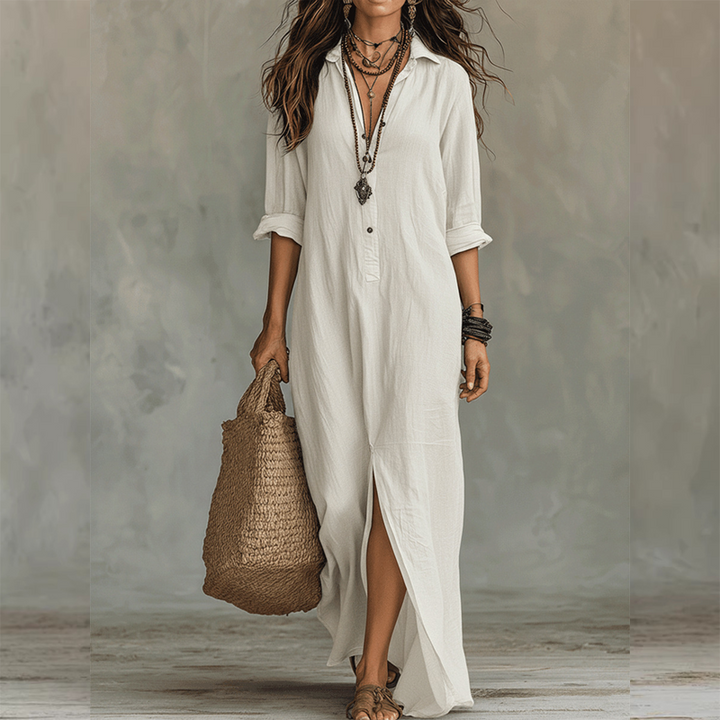 Nilza – Rochie Maxi Lejeră, Cu Fante în Față