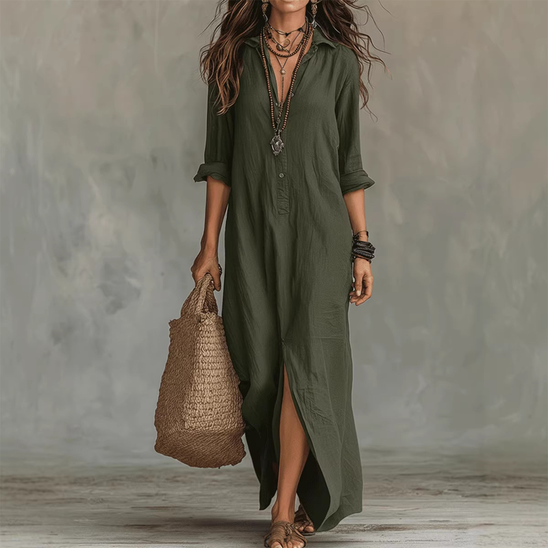 Nilza – Rochie Maxi Lejeră, Cu Fante în Față