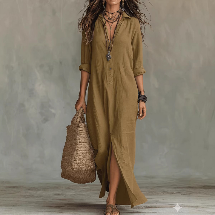 Nilza – Rochie Maxi Lejeră, Cu Fante în Față